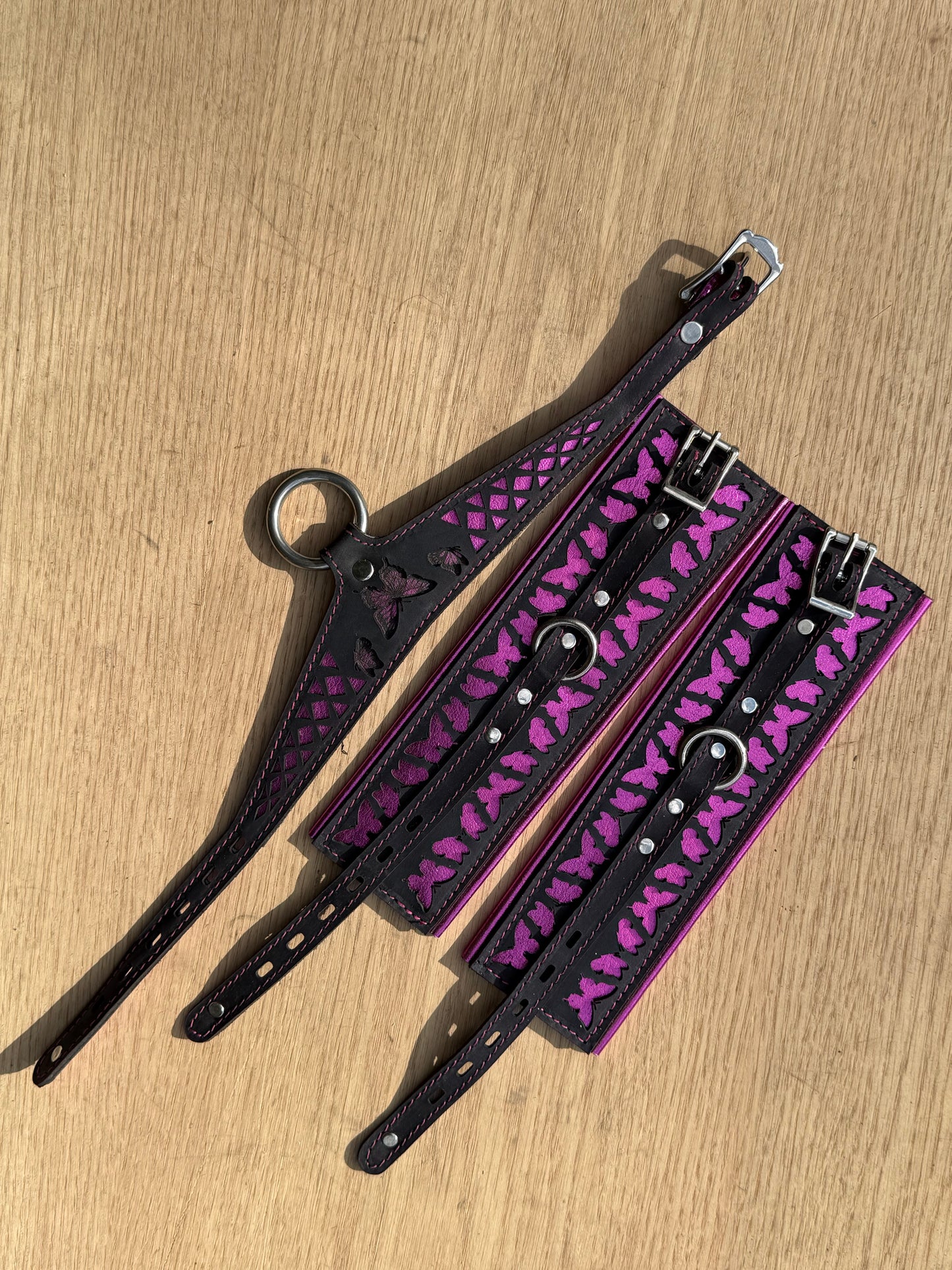 Pink butterfly kink cuffs ( A pair ) (cuffs only)