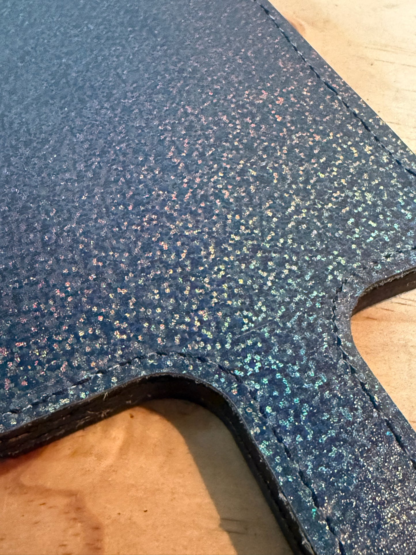 Blue police box paddle with metalic backing
