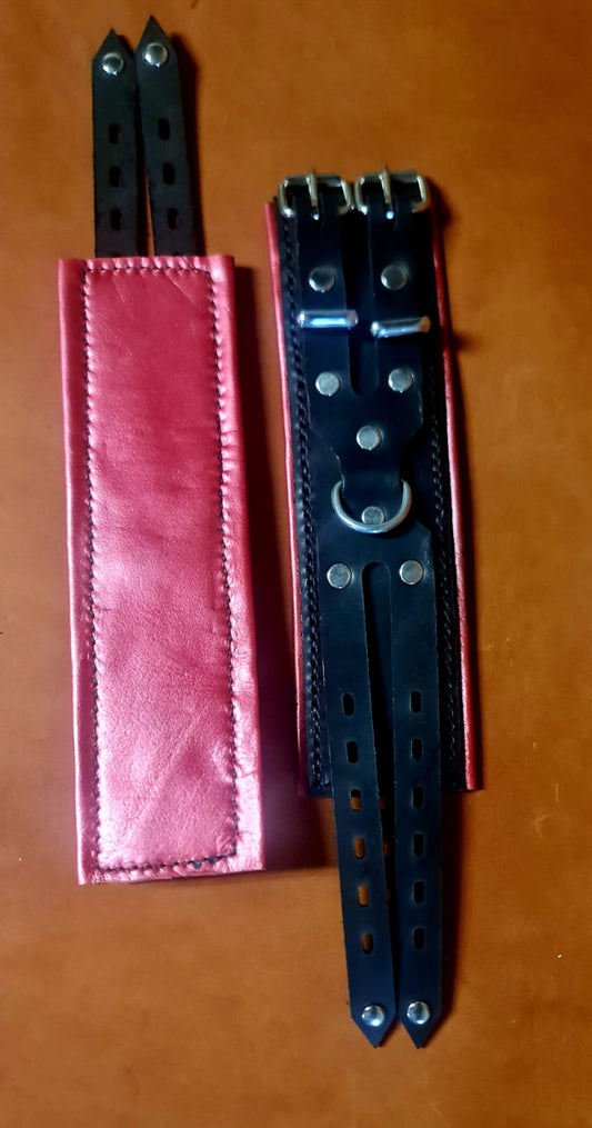 Red padded kink cuffs